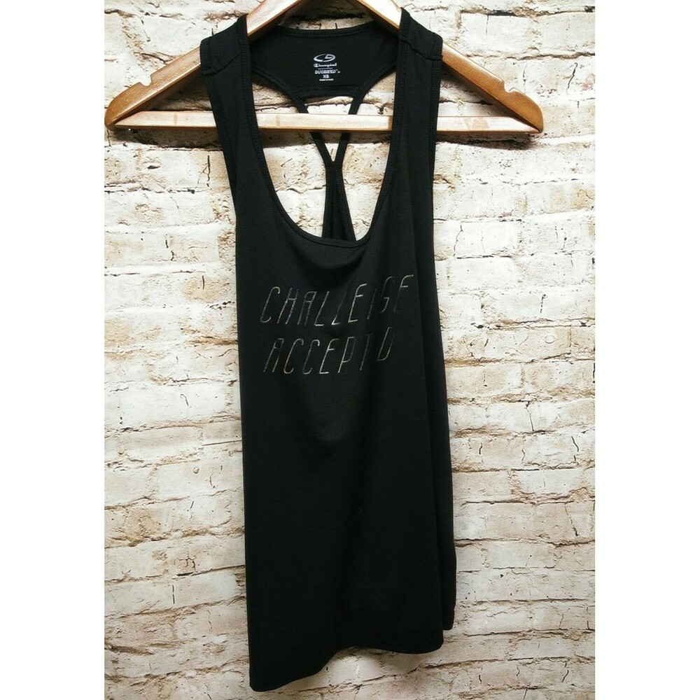 Champion Women's Black Workout Razor Back Challenge Accepted Tank Size XS